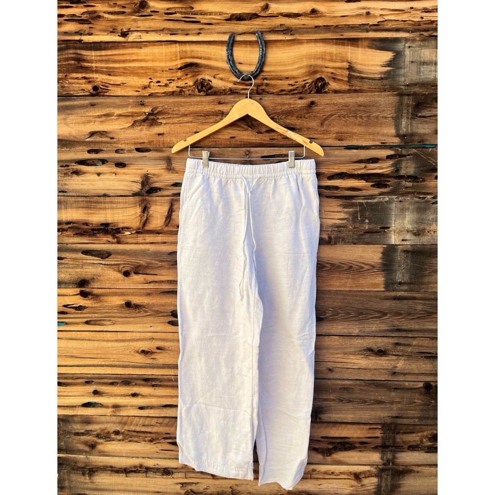H&M | Linen Blend Cream Off White Drawstring Pants S